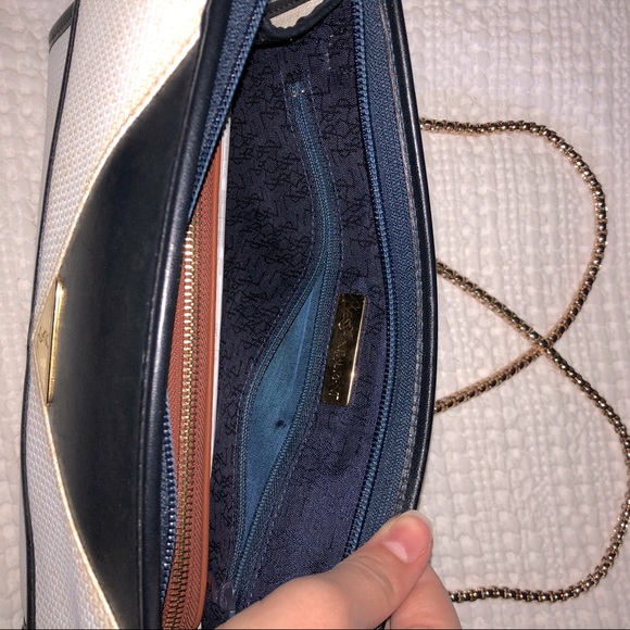 YSL Vintage Cream Black Navy Crossbody Bag - Picture 7 of 11